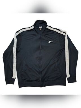 Nike Men's Black Track Jacket with White Stripe